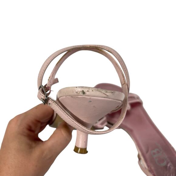 Pink Butterfly Sandals 10 Strappy Ankle Y2K Small Heel Vintage CB Collections - Picture 6 of 10